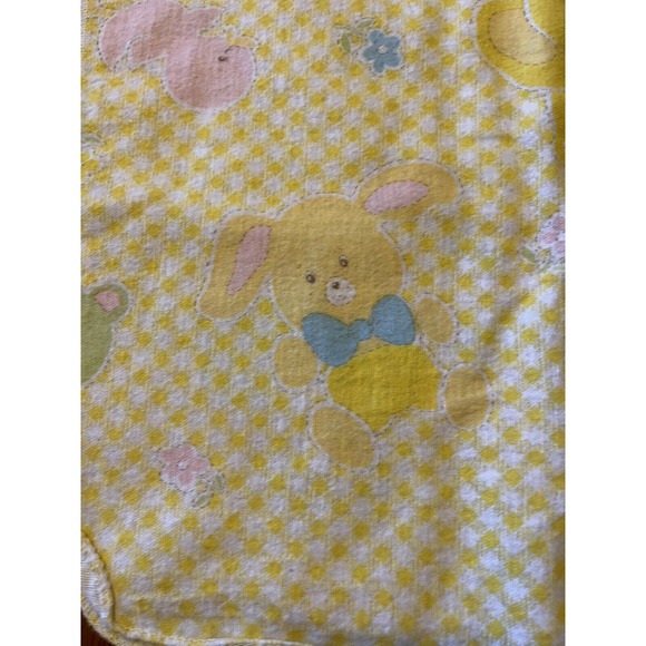 Vintage Baby Blanket Yellow Sweet Nursery Animals Giraffe Duck Bear 31" X 38" - Picture 8 of 10